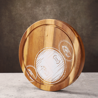 Planche à fromage circulaire en bambou avec couvercle et ensemble de couteaux, idéale pour la cuisine extérieure – Planche à découper ronde pour le fromage