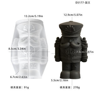 Moule en silicone pour <span class=keywords><strong>la</strong></span> fabrication de bougies, décoration de Noël, moule 3D de soldat casse-noisette court, statue de roi pour <span class=keywords><strong>la</strong></span> fabrication de bougies en cire de soja, ornements en plâtre DIY - Product Image 6