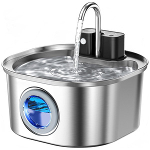New Cordless Rechargeable Stainless Steel Cat Dog Pet <b>Water</b> Fountain with Flowing <b>Water</b> <b>Automatic</b> <b>Dispenser</b> for Cats and Dogs - Product Image 2