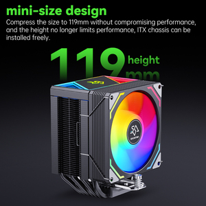 SNOWMAN 6 히트 파이프 120mm PWM 팬 AMD용 인텔 용 ARGB <span class=keywords><strong>CPU</strong></span> 쿨러 게임 PC 주소 지정 <span class=keywords><strong>RGB</strong></span> 마더 보드 동기화 알루미늄 - Product Image 3