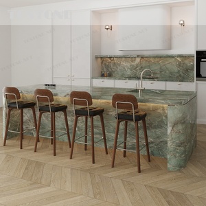 <span class=keywords><strong>Isla</strong></span> de Cuarzo Verde <span class=keywords><strong>Esmeralda</strong></span> Natural de Brasil, Hecha a Medida por Tostone, de Dos Niveles, para Estación de Desayuno Buffet de Hotel - Product Image 1