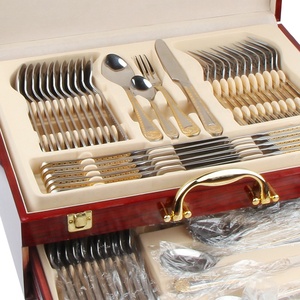 Ensemble de couverts de luxe en acier inoxydable 18/0 poli miroir, 24 pièces, personnalisé, couteau, <span class=keywords><strong>cuillère</strong></span> <span class=keywords><strong>à</strong></span> <span class=keywords><strong>soupe</strong></span> pour mariage - Product Image 3