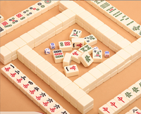 Funky Trade 4 Ukuran Berbeda Tersedia untuk Dipilih 144 Pcs Set Ubin Mahjong Melamin Berukir Warna Gading Permainan Mahjong Manual