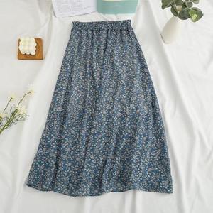 Women's Vintage Floral Printed Chiffon <strong>Skirt</strong> <strong>Elastic</strong> High Waist Breathable Casual Midi <strong>Skirt</strong> for Beach Summer Fast Service - Product Image 6