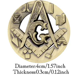 The Free Mason Souvenir Coin Colección chapada en bronce Art Basso-relievo Freemason Moneda conmemorativa