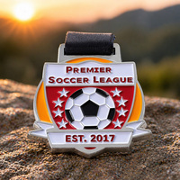 Médailles en métal personnalisées par le fabricant, plaquées argent, en alliage de zinc moulé sous pression, en forme de bouclier, pour événements sportifs (football, soccer)
