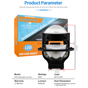 Sunshiny S1 G20 Lazer Far 3 İnç Bi-LED Projektör Far 13000LM 100W 6500K Tak ve Çalıştır Retrofit Kiti Araba - Product Image 4