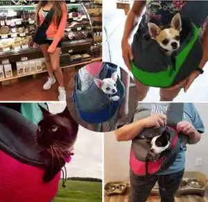 Pembawa anjing peliharaan kualitas tinggi jaring bernapas tas selempang aman untuk perjalanan anjing kucing