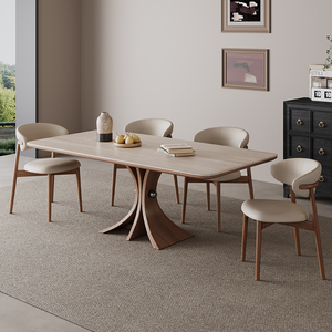 Đồ Nội Thất Bắc Âu Gia Đình Căn Hộ Nhỏ Hiện Đại Rắn Gỗ Thân Thiện Với Môi Hình Chữ Nhật Bàn Ăn Và Ghế Đặt - Product Image 6