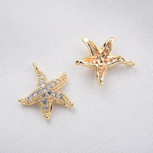 Nouveau collier pendentif étoile de mer plaqué or 18 carats en alliage de cuivre pour femmes pour la fabrication de colliers - Product Image 3