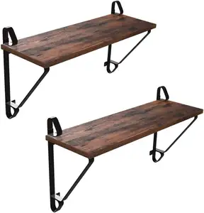 VASAGLE Living Room Bedroom Bathroom Kitchen Display Vintage Wooden Mdf Wall Mounted Shelf Rustic Decoration Floating Wall Shelf