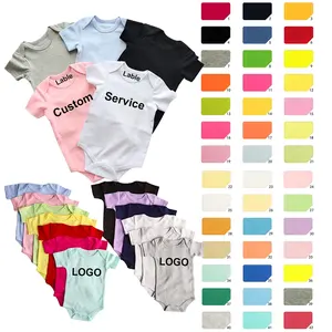 2023 sơ sinh ngắn tay áo trắng trống onesie bé Rompers đồ ngủ đồng bằng 100% cotton mùa hè mới sinh ra cậu bé Cô gái Romper quần áo trẻ em