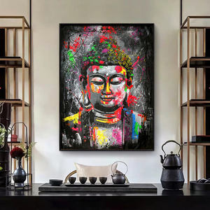 Graffiti Abstract <strong>Buddha</strong> Wall Picture Gold Foil Abstract <strong>Canvas</strong> Art Oil <strong>Buddha</strong> <strong>Painting</strong> - Product Image 3