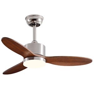 Solid Wood Ceiling Fan Light With Led 220V For Bedroom Living Room Retro Style Fixed Blade Variable Frequency High Wind Power - Product Image 3