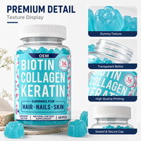 Complément alimentaire beauté végétalien OEM : Gommes à la kératine et à la biotine pour cheveux, peau et ongles – Vitamines, biotine, collagène, kératine