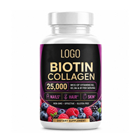 Capsules de biotine et de collagène VitaHall OEM 25000 mcg avec acide hyaluronique pour soutenir les cheveux, la peau et les ongles, sans OGM, sans gluten, complément alimentaire