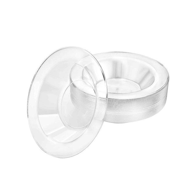 Disposable Plastic Plates And Bowls Set Clear White Gold Dinnerware For Party Wedding Holiday Events