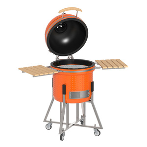 Kamado Ceramic Grill Enameled Multi Function Outdoor BBQ Grill With Side Tables And Wheels - Product Image 3