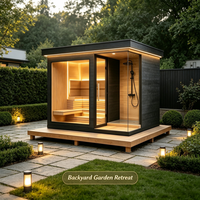 Accessoires de sauna de luxe au design moderne, sauna extérieur en bois pour la maison, sauna sec avec douche intégrée, poêles à bois.