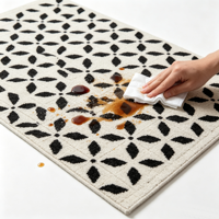 Tapis marocain jacquard PP noir et blanc à motif quadrifoliaire pour salon, tapis de sol moderne à motif géométrique treillis, lavable