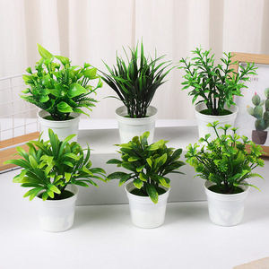 Plantes artificielles transfrontalières en pot, verdure en plastique, eucalyptus, décoration de bureau 14 cm, décoration maison et bureau - Product Image 2