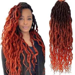 Coiffures Faux Locs au Crochet Avec Extrémités Bouclées, Wavy Queen Locs Pré-Bouclées Ombrées, Tresses Synthétiques Rallonges Cheveux Afro Dreadlocks - Product Image 1