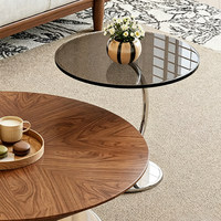 Table basse en bois de noyer noir, design minimaliste moderne en forme de soucoupe volante, sans assemblage requis, meubles de salon