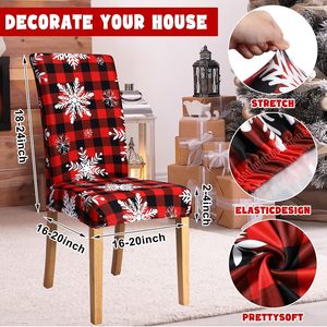 4 Uds. Juego de fundas para sillas de Navidad ligeras, copo de nieve elástico impreso, fácil de quitar, lavado, protectores perfectos para sillas de comedor de Navidad - Product Image 3