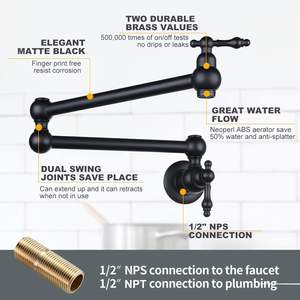 Robinets de <span class=keywords><strong>cuisine</strong></span> pliants à 720 degrés Mélangeur or Mélangeurs d'eau froide Robinet flexible Robinet d'évier de <span class=keywords><strong>cuisine</strong></span> mural en laiton - Product Image 5