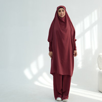 Lot de 2 Abayas et Khimar de Prière Musulmanes de Dubaï pour Femme, Jupe Longue Respirante, Vêtements Islamiques de Mariage – Vente en Gros