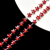 Chaîne de strass à coudre en cristal de verre scintillant de 1 yard, garniture en diamant étoile de 10 mm pour robe, bijoux, chapeau, accessoires et artisanat