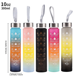 Venda direta 300ml BPA-Free Plastic Gym Fitness Water Bottles <span class=keywords><strong>Sport</strong></span> Motivacional Set Com Tampa <span class=keywords><strong>Best</strong></span> Seller para Camping Gym Use - Product Image 3