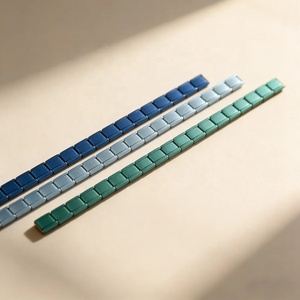 สร้อยข้อมือแฟชั่นขายส่ง สีสันสดใส รูปทรงสี่เหลี่ยม แบบอิตาเลียน ขนาด 9 มม. สแตนเลสชุบแพลตตินั่ม สำหรับคริสเตียน DIY - Product Image 2