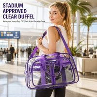 Sac de sport transparent en PVC approuvé pour les stades, imperméable, pour voyage, week-end, gym, avec pochette pour bagage, pour femmes
