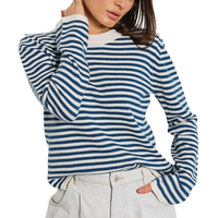 Automne fileté col rond tricoté femmes pull Style européen américain rayé tricoté pull dame pull