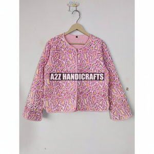 แจ็กเก็ตสไตล์ใหม่สำหรับผู้หญิงเสื้อโค้ทกิโมโนยาวปกติพิมพ์ลายบล็อกทำด้วยมือสำหรับฤดูใบไม้ร่วง - Product Image 1