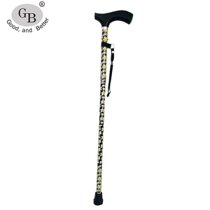 GB Adjustable Aluminum Alloy <b>Walking</b> <b>Stick</b> With Printing Design Outdoor Hiking Cane Rubber Tip Folding Five Position - Product Image 2