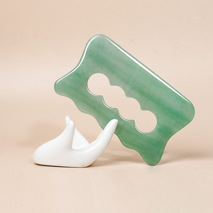 Gua Sha de Piedra de Jade Natural con Logotipo Personalizado, Gua Sha Grande para Masaje, Tabla de Gua Sha de Aventurina Verde y Jaspe con Manchas Azules - Product Image 2