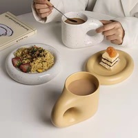 Offre Spéciale Nordique Personnalisé Graisse Tasse Unique Mignon Tasses Main Peinture Céramique Café Tasse Et Soucoupe Ensemble 12oz Tasses d'eau