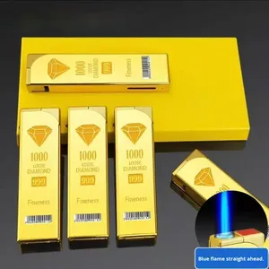 Encendedor a prueba de viento con diseño de barra de oro y diamantes, llama azul de butano, grabado publicitario, diseño bohemio, para supermercado y calle - Product Image 2