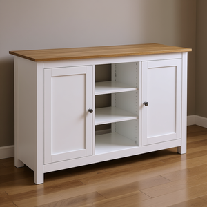 Credenza Bianca da Pranzo con Ripiani Regolabili per la Conservazione in Cucina - Product Image 2