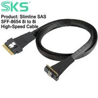 Cable SlimSAS 8i SFF-8654 de 24 Gbps 4.0 Gen4, 74P de Alta Densidad, Interconexión de Almacenamiento Interno con Blindaje ABS