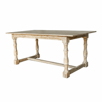 Table de ferme rectangulaire traditionnelle en bois massif avec pieds cannelés, style antique, pour usage extérieur en hôtel