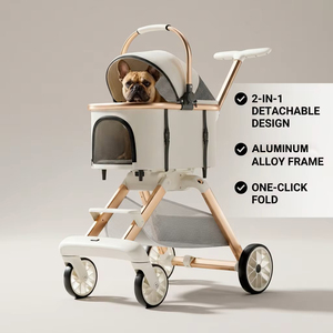 Carrito de Paseo 2 en 1 para Mascotas, Ligero, Plegable, Todoterreno, con Frenos, Transpirable, Remolque para Perros y Gatos, Carrito de Viaje - Product Image 1
