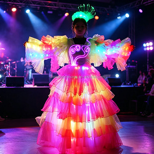 Robe de <span class=keywords><strong>Samba</strong></span> en Tulle Lumineux à Volants pour Carnaval Brésilien, Défilé, Festival, Spectacle Scénique, Soirée en Boîte de Nuit, Performance de Danse - Product Image 1