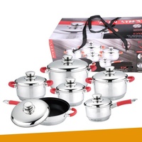 Lot de 16 ustensiles de cuisine en acier inoxydable épaissi à fond 9 couches, casseroles, poêles et bouilloire, cadeau idéal pour la cuisine