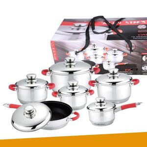 Vente en gros de 16 pièces d'ustensiles de cuisine en acier inoxydable avec fond épais en 9 marches marmites et poêles antiadhésives et bouilloire cadeau ustensiles de cuisine - Product Image 2