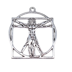 Gangan 34x30mm 3,5g plata antigua DIY accesorio Da Vinci Vitruvius figura cuerpo proporción diagrama colgante - Product Image 3