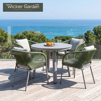 Ensemble de table à manger ronde pour jardin, plateau en pierre frittée, pour jardin, villa, hôtel, fabricant de meubles d'extérieur en aluminium
