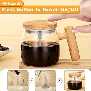 Taza de Café de Vidrio de Borosilicato con Diseño de Madera de Arce, 400 ml, Color Personalizable, Mezcla Automática, Función Frío/Caliente - Product Image 2